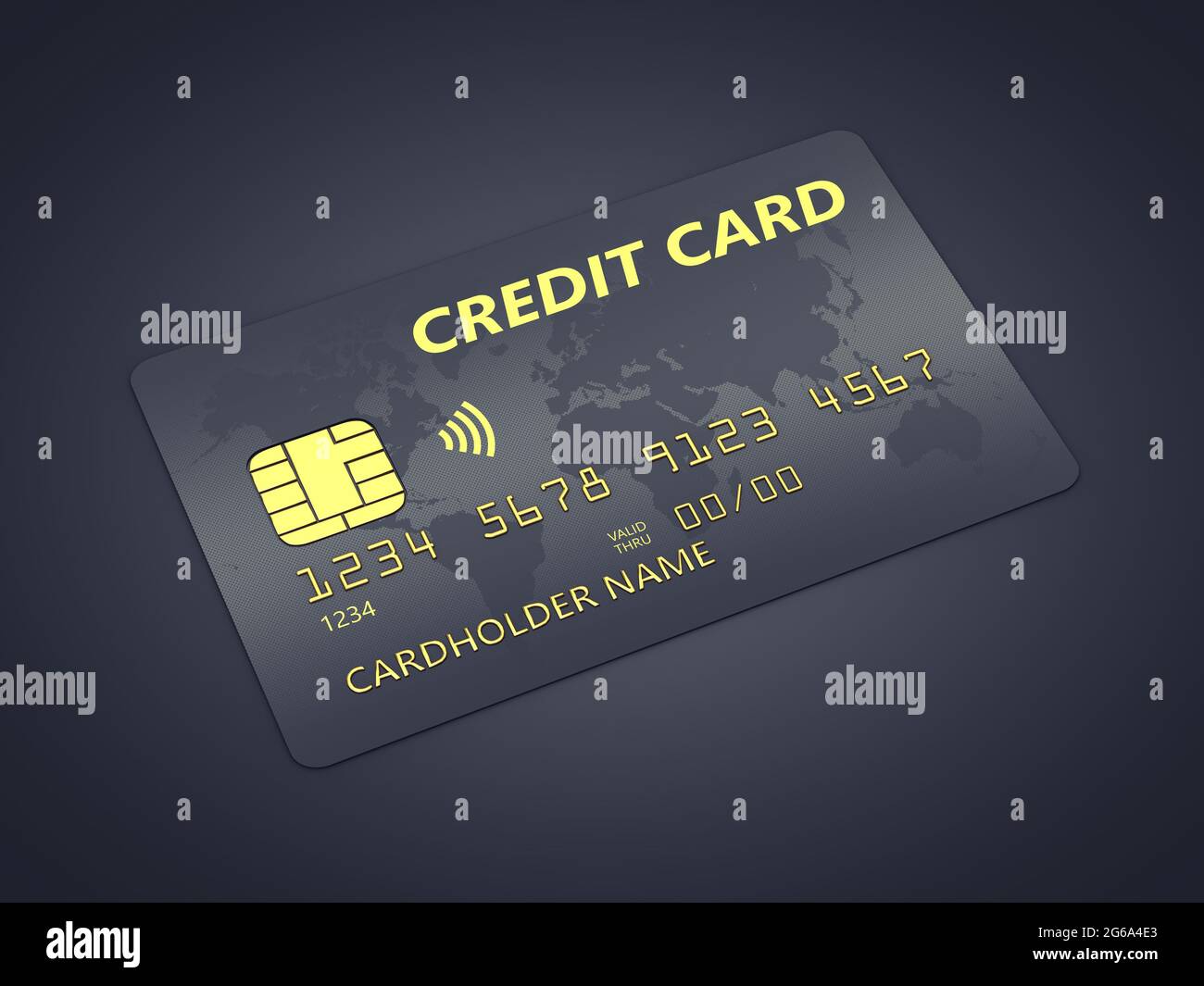 Black and gold contactless credit card on dark background 