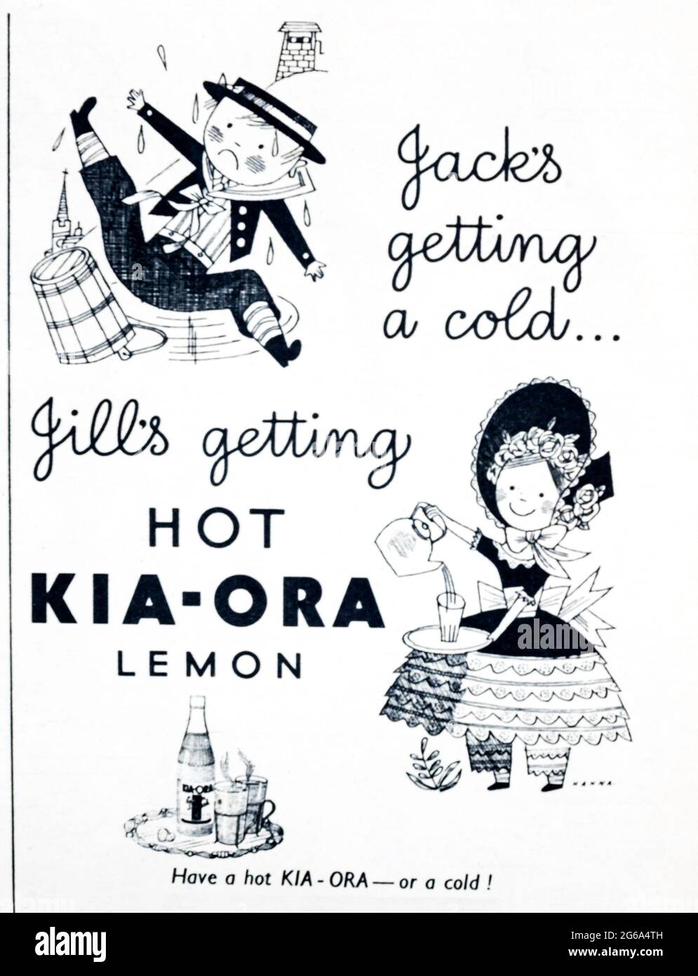 A 1950s magazine advertisement for Kia-Ora. Stock Photo