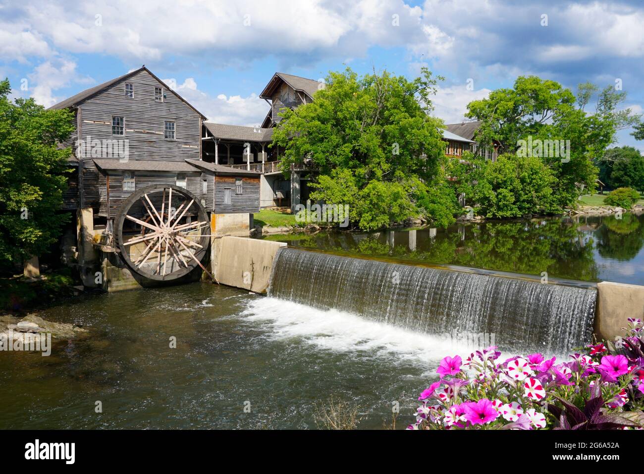 Pigeon Forge, Tennessee, USA. June 24, 2021 - The Old Mill along the Little Pigeon River in Tennessee Stock Photo