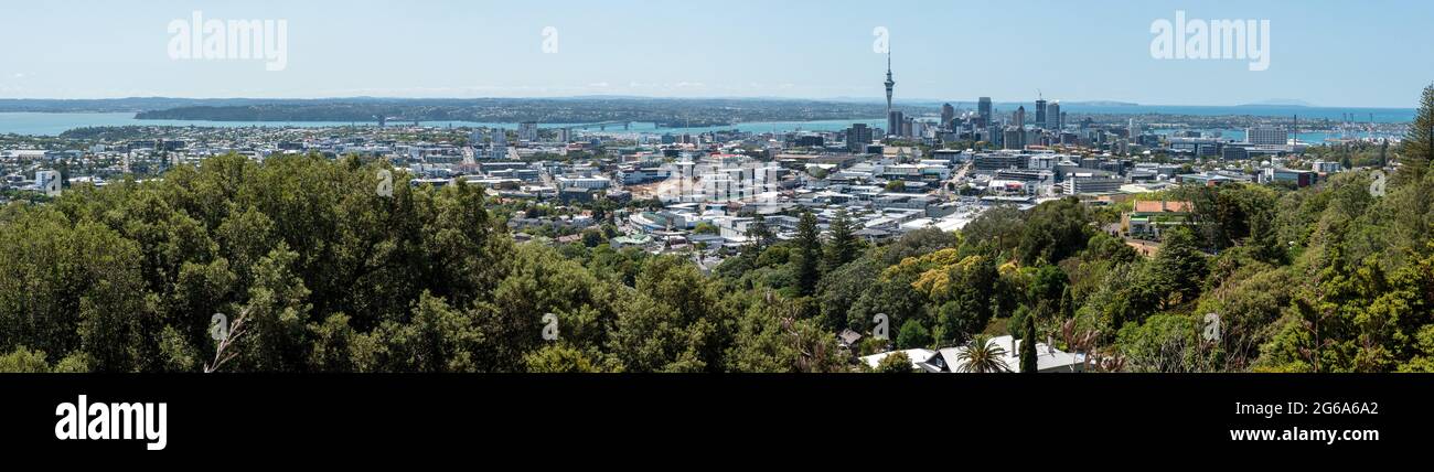 View on Auckland Central Business District from Mount Eden Volcanic ...