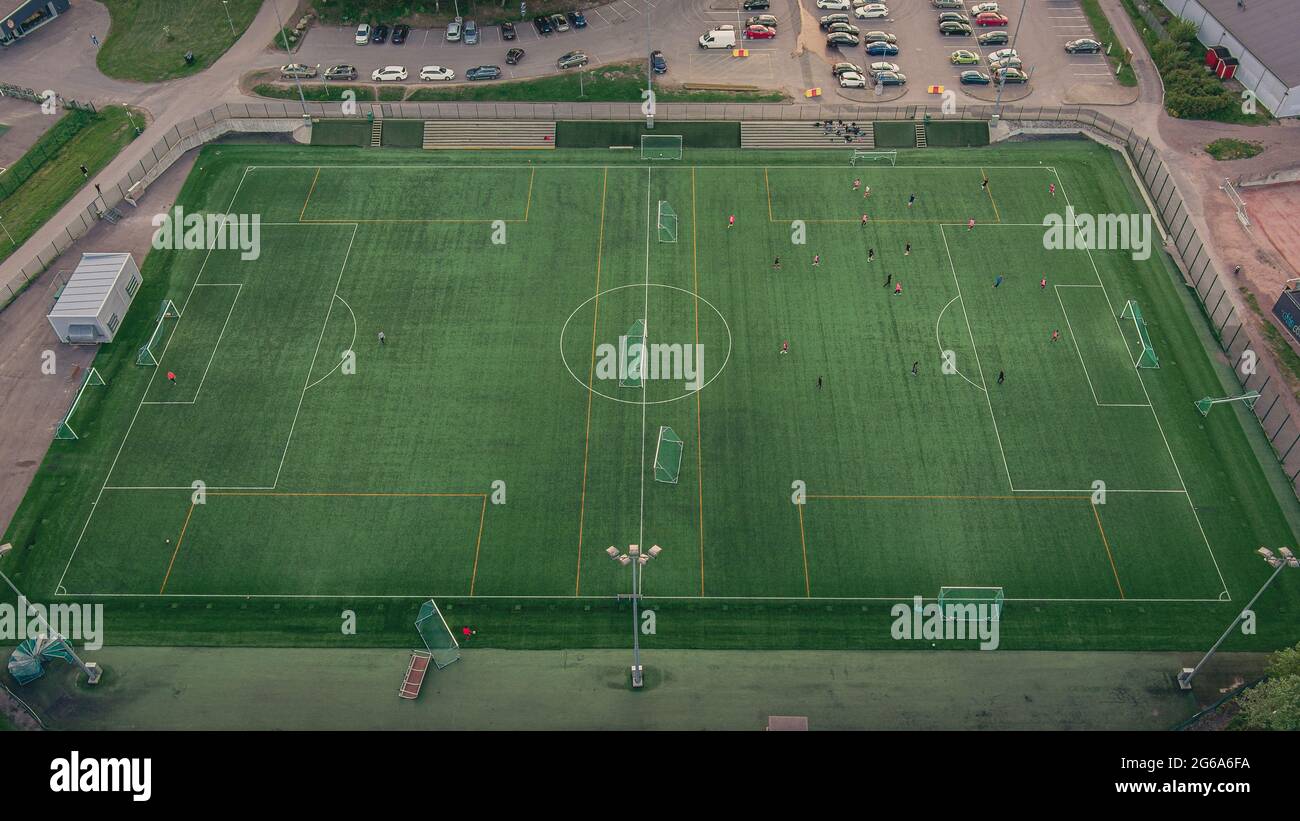 Soccer field from above. Sports field with a football field Stock Photo