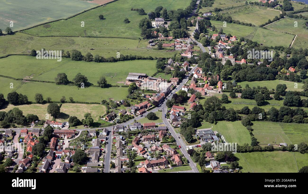 aerial view of Staveley village, near Knaresborough, North Yorkshire Stock Photo