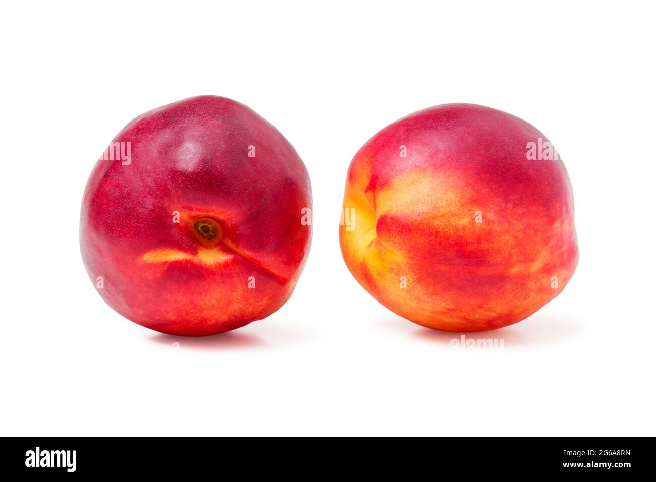 Ripe nectarines close up isolated on white Stock Photo