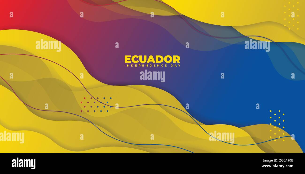 Ecuador Independence Day with Yellow abstract background design. good template for Ecuador National Day design. Stock Vector