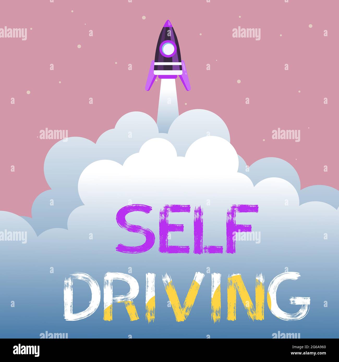 Sign displaying Self Driving. Internet Concept Autonomous vehicle ...