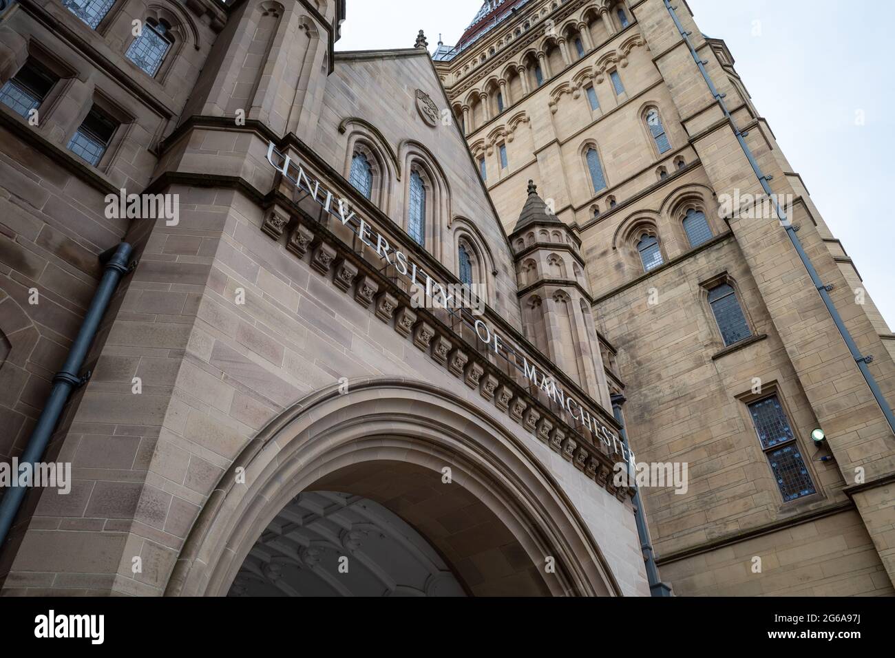 Manchester university building and entrance Stock Photo