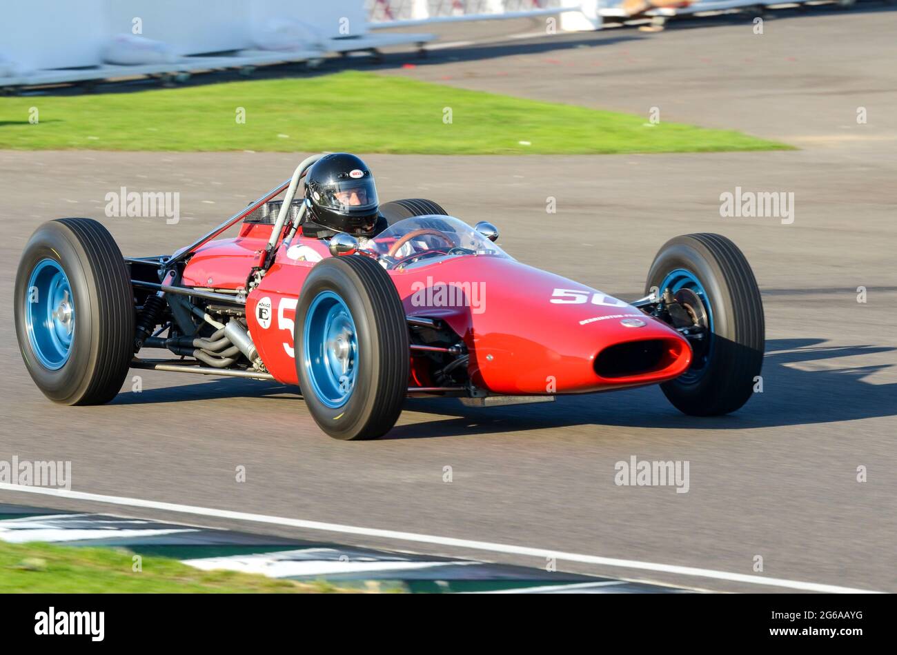 Derrington-Francis ATS GP Tipo 100 classic Grand Prix, vintage racing car competing in the Glover Trophy at the Goodwood Revival historic event, UK Stock Photo