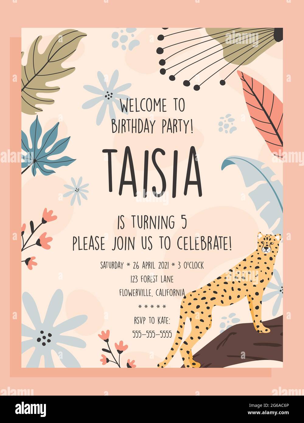Birthday party invite template. Tropical cheetah background, hand drawn illustrations Stock Vector Image & Art - Alamy birthday-party-invite-template-tropical-cheetah-background-hand-drawn-illustrations-stock-vector-image-art-alamy