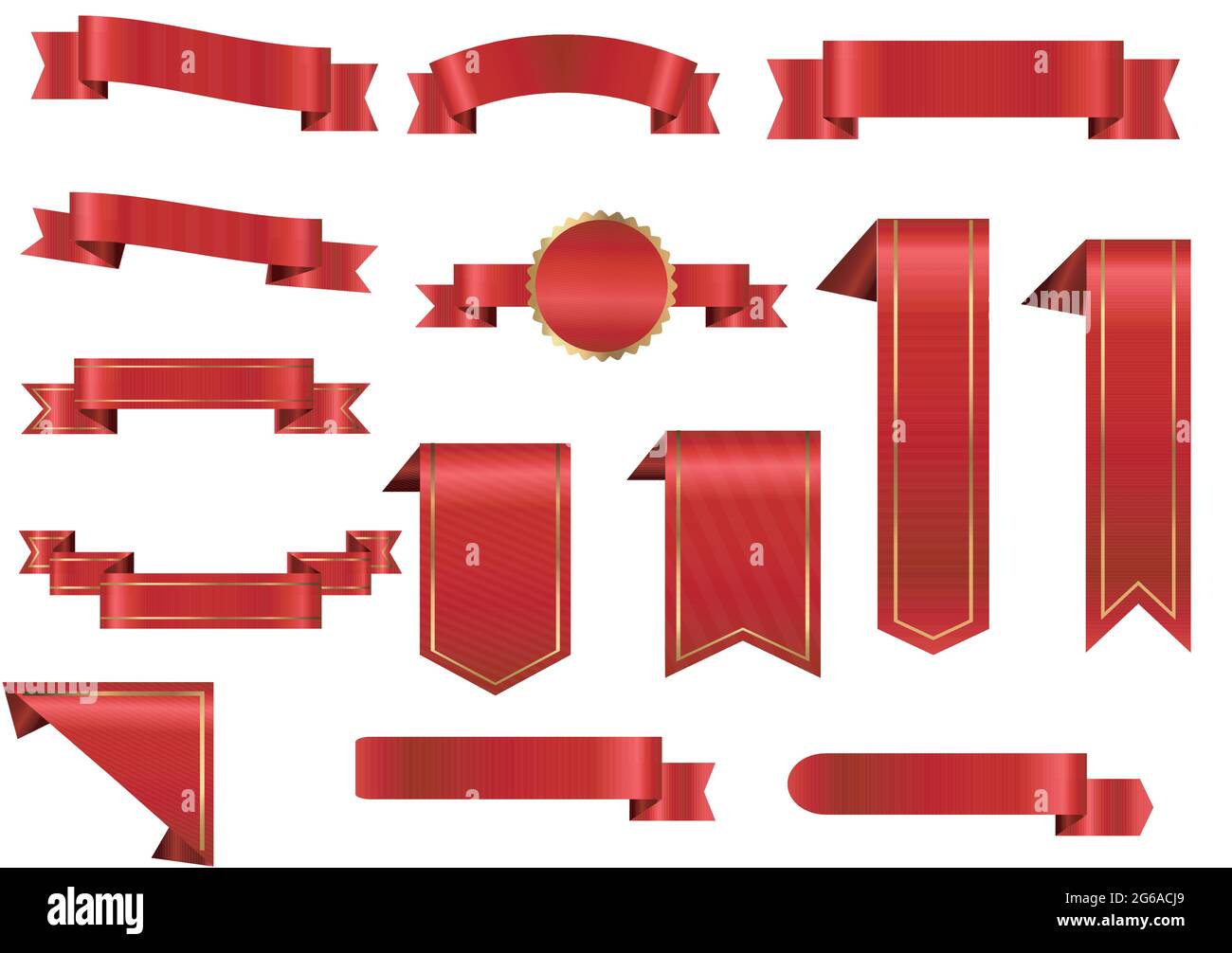 Set Red ribbons isolated on white background Stock Vector Image & Art ...