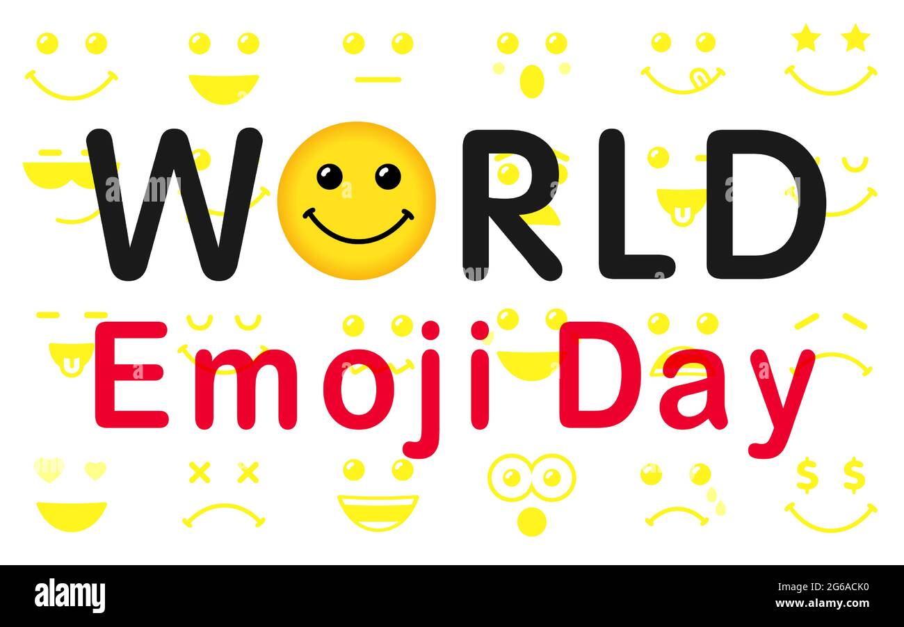 Happy World Emoji Day Creative Square Congrats Isolated Abstract Graphic Design Template Smile Icons And Bright Text Vector Sign Cute Funny Colorf Stock Vector Image Art Alamy