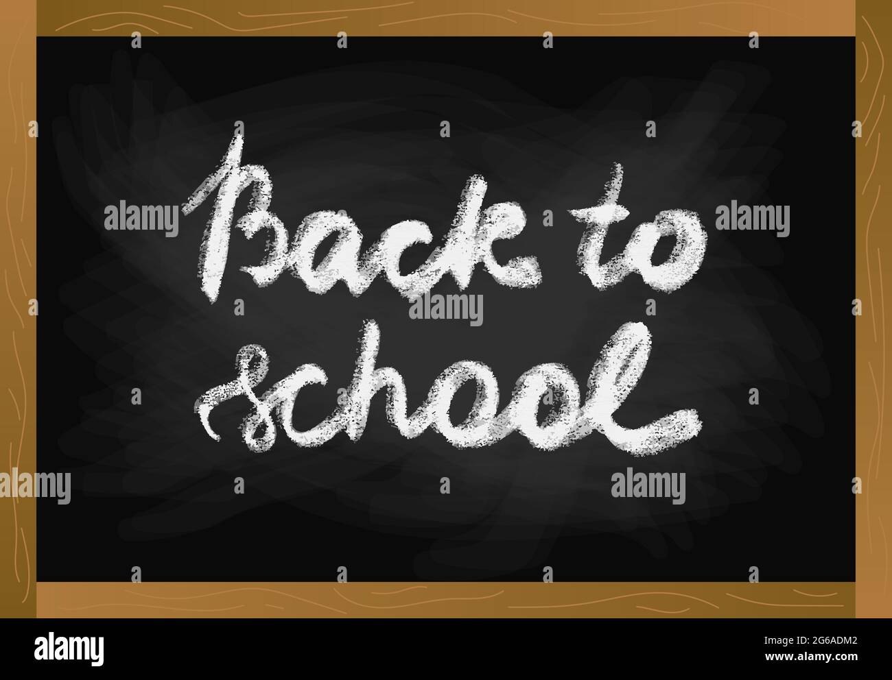 School table blackboard in wood frame with chalk texture text back to school vector illustration Stock Vector