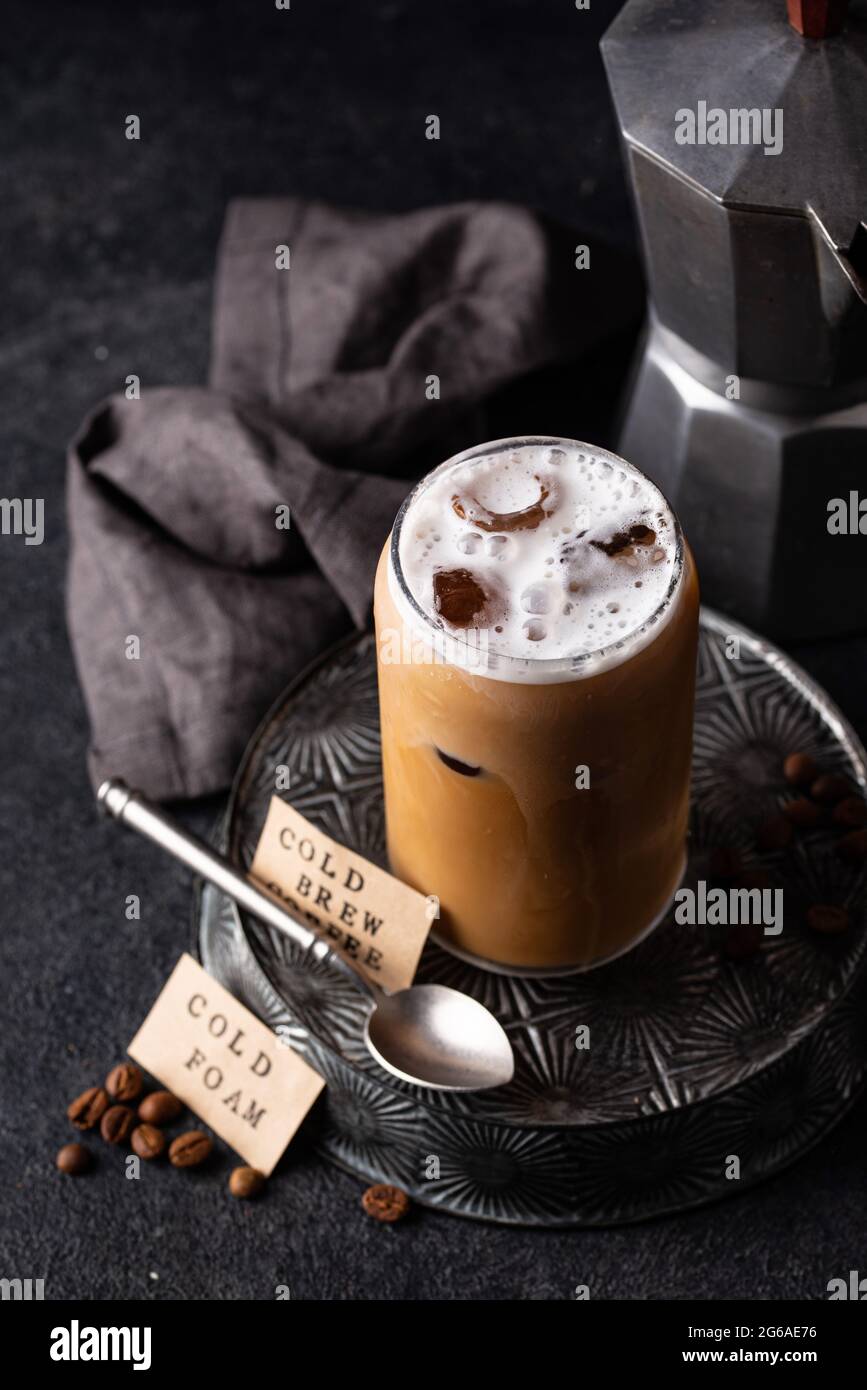Cold brew coffee with cold foam Stock Photo Alamy