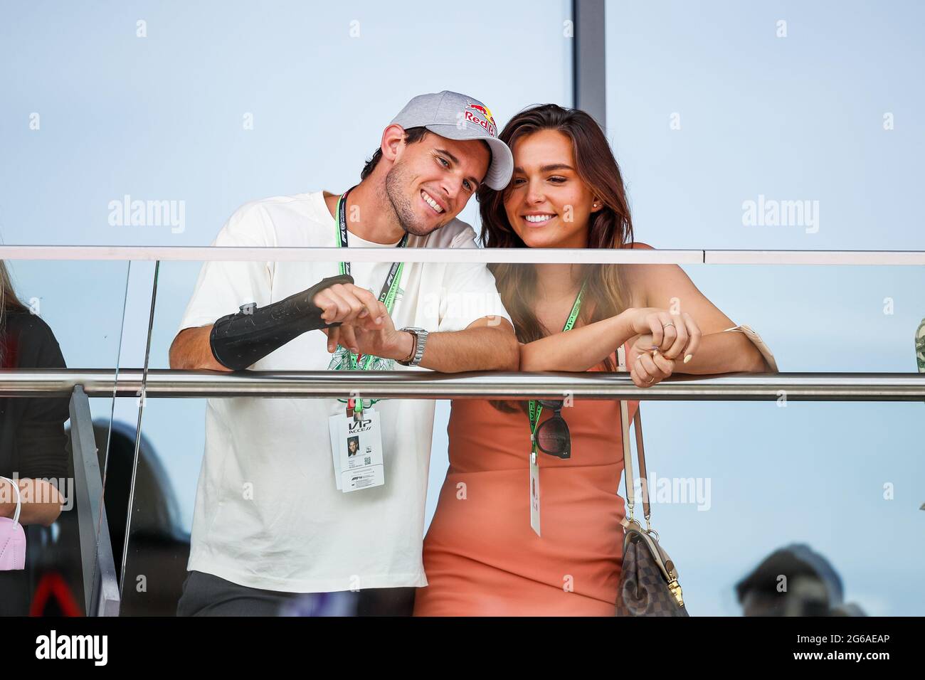 Tennis player THIEM Dominic with his girlfriend PAUL-RONCALLI Lili in the  paddock during the Formula 1 Grosser Preis Von Osterreich 2021, 2021  Austrian Grand Prix, 9th round of the 2021 FIA Formula