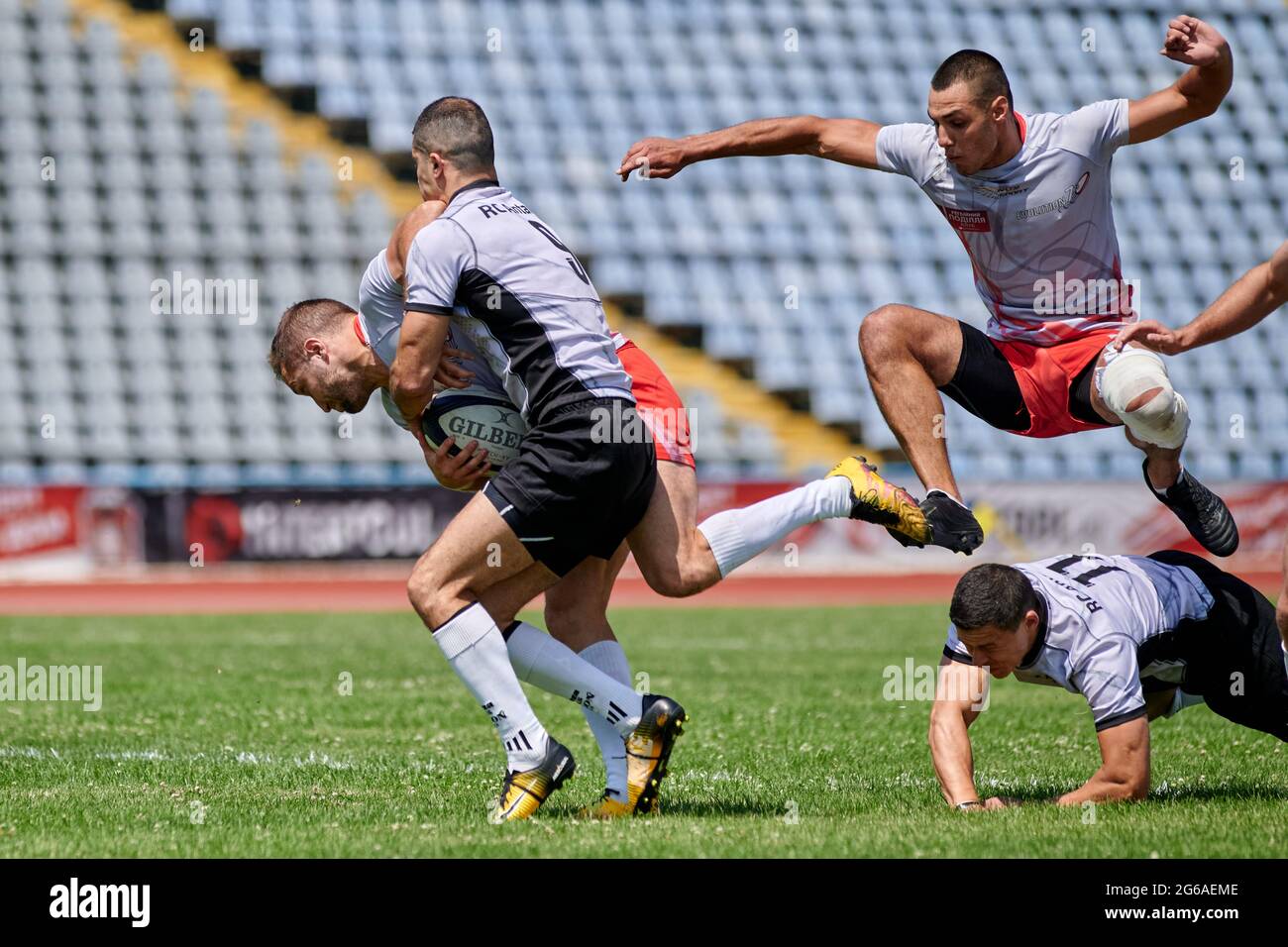 KHARKIV, UKRAINE - JULY 4, 2021: Rugby 7. Ukraine cup. Kharkiv Stock Photo