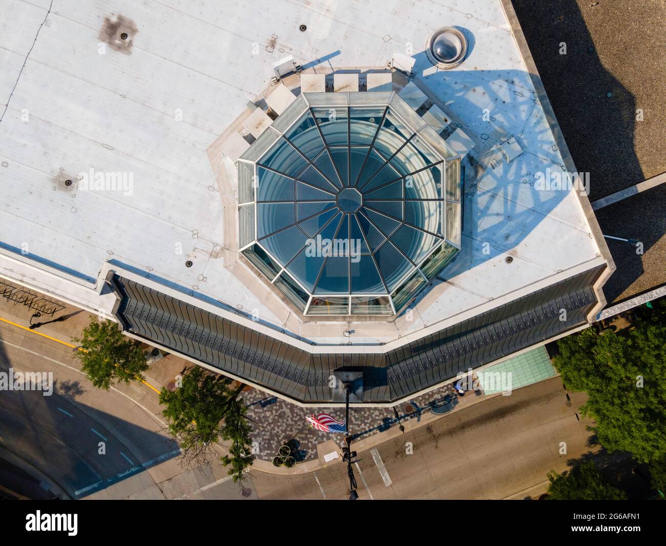 Aerial photograph of the overture center madison s center for the arts