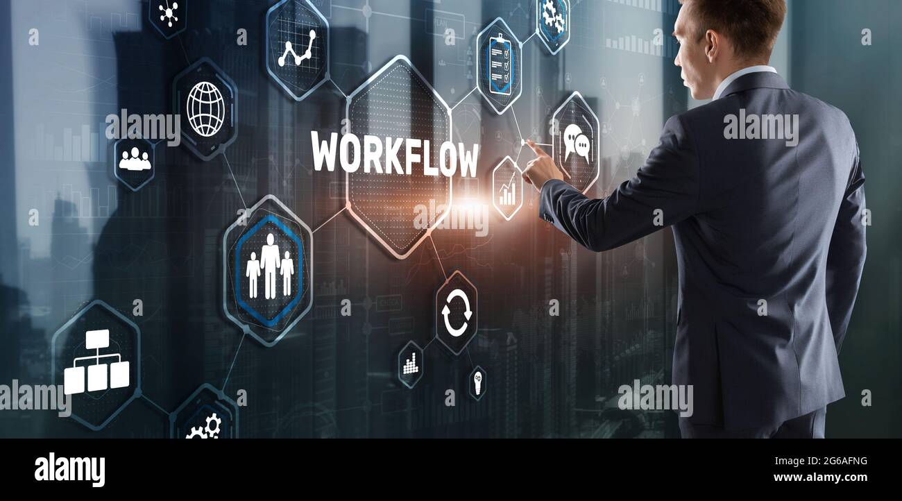 Workflow Repeatability Systematization Buisness Process. Business Technology Internet. Stock Photo