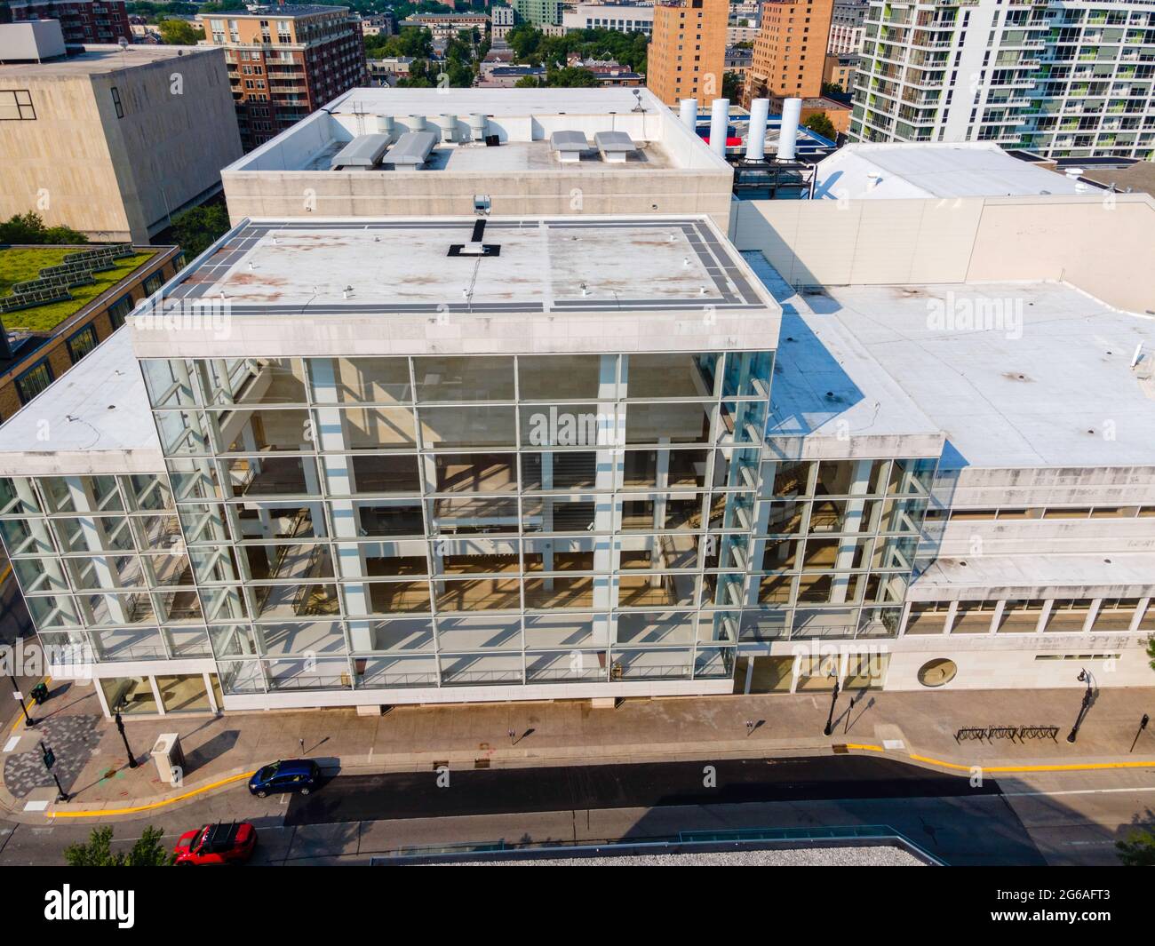 Aerial photograph of the overture center madison s center for the arts