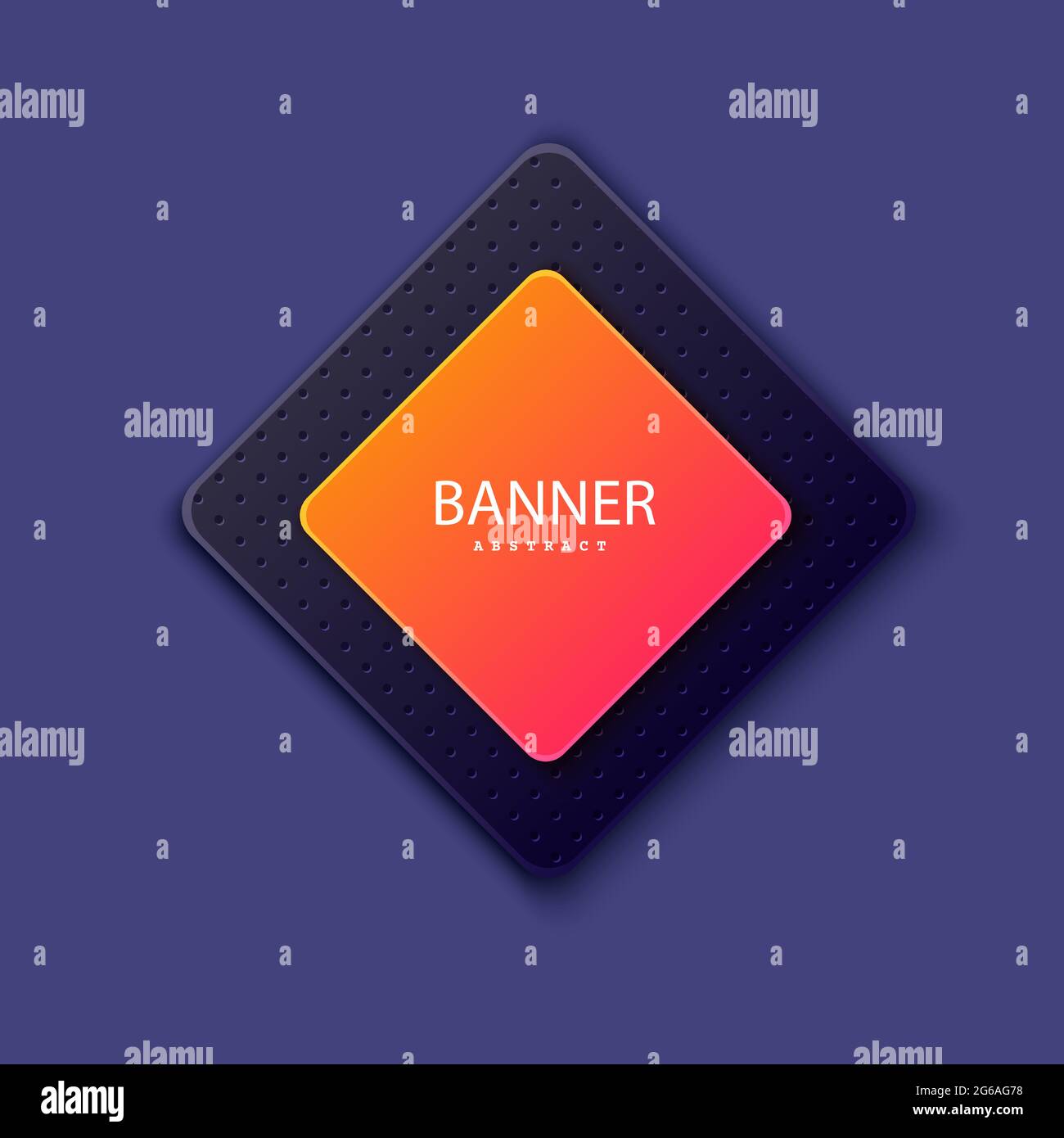 Rhomb sticker orange red gradient on the dark shape Layered background square shapes. Design elements for celebrating card, promo flyer. Stock Vector