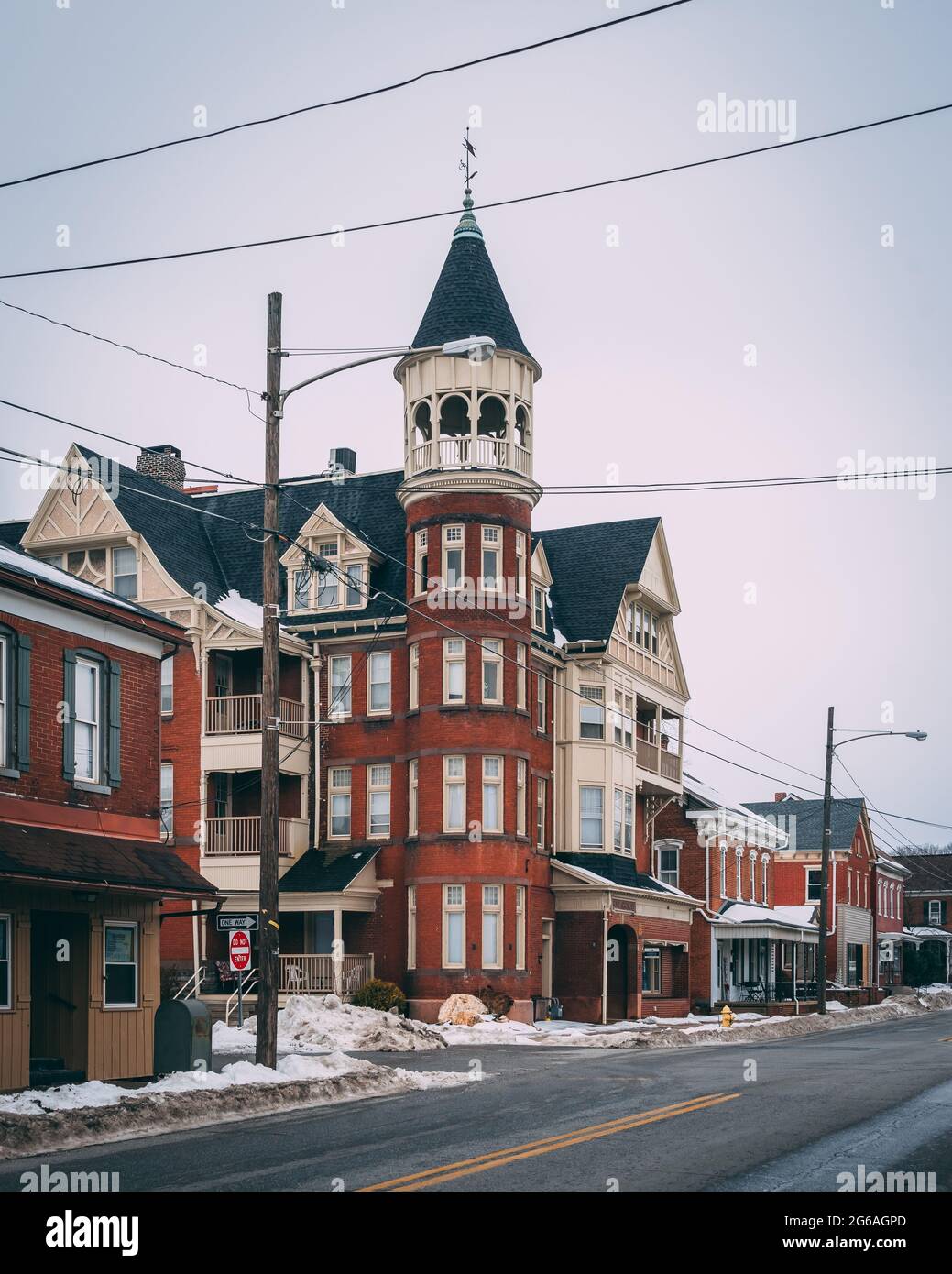 Buildings in downtown Spring Grove, York County, Pennsylvania Stock