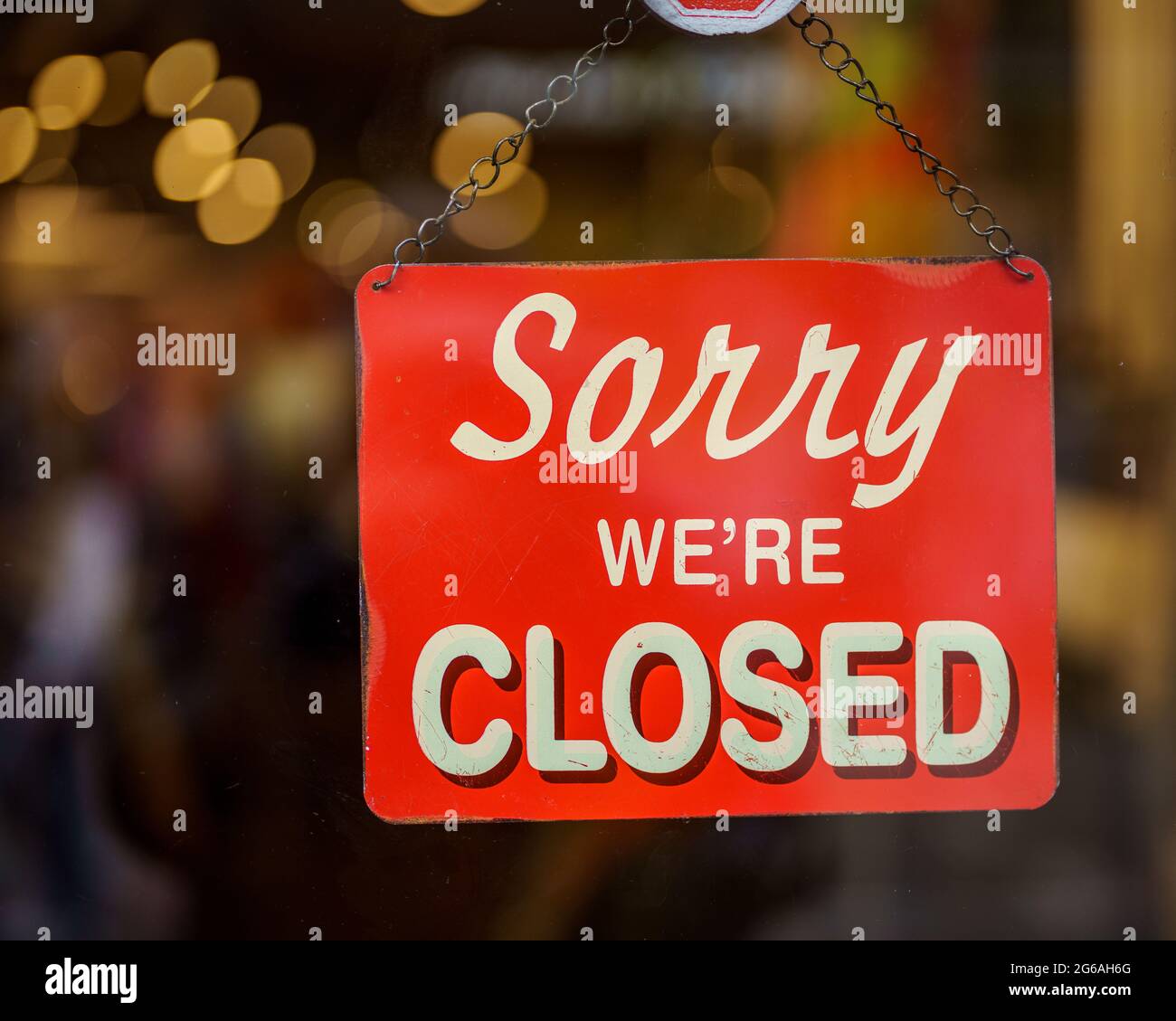 Closed Sign - Sorry We're Closed Notice, Sorry We're Closed Sign Stock Photo