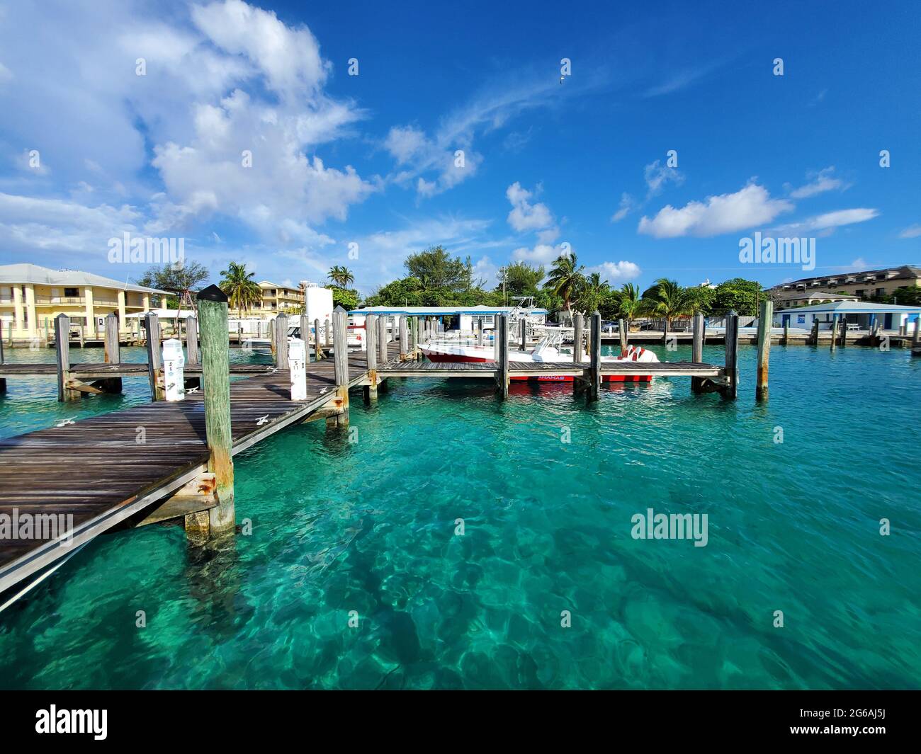 Bimini Blue Water Marina on North Bimini, Bahamas on sunny summer