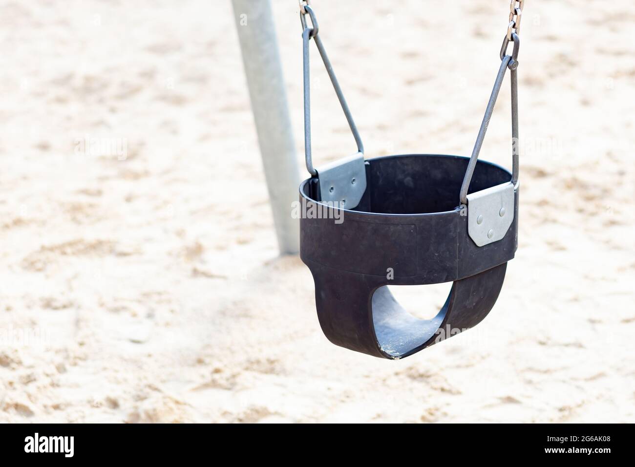 seat of children's swing close-up, place under text Stock Photo
