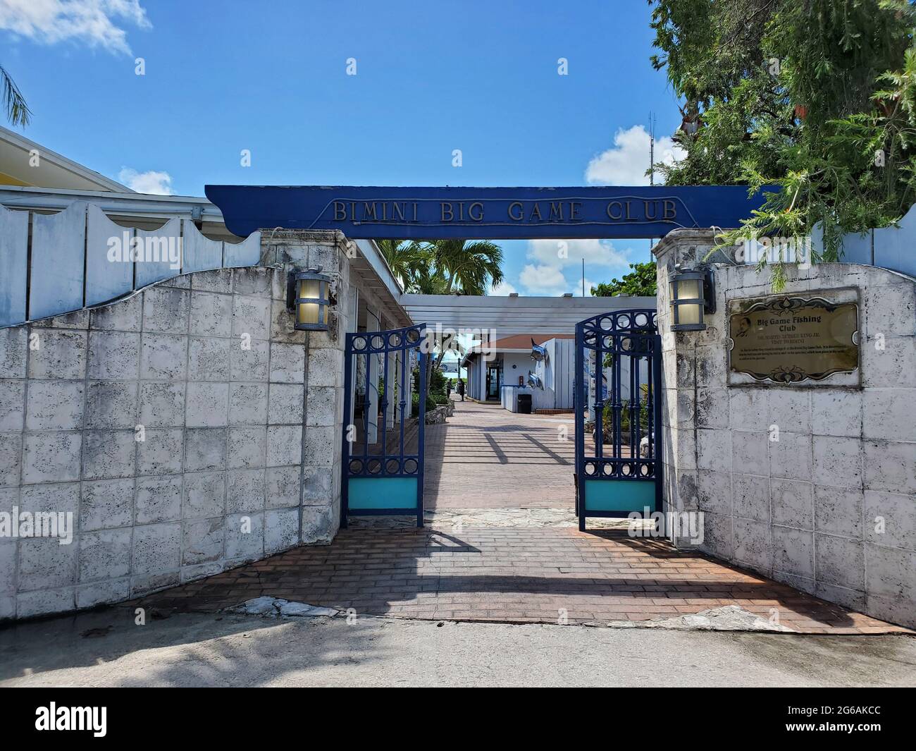 Bimini, Bahamas June 27, 2021 Street entrance to Bimini Big Game