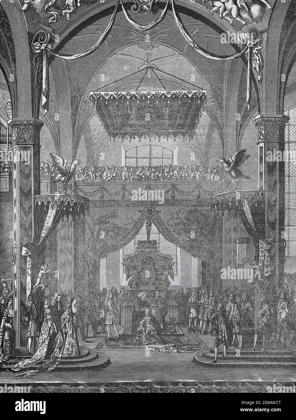 Сoronation of Frederick III January 18, 1701 - Elector of Brandenburg, first king of Prussia. Stock Photo