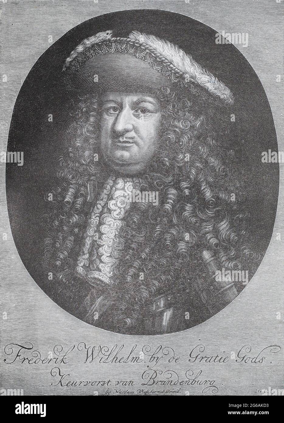 Frederick William (German: Friedrich Wilhelm; 16 February 1620 – 29 April 1688) was Elector of Brandenburg and Duke of Prussia, thus ruler of Brandenburg-Prussia, from 1640 until his death in 1688. Stock Photo