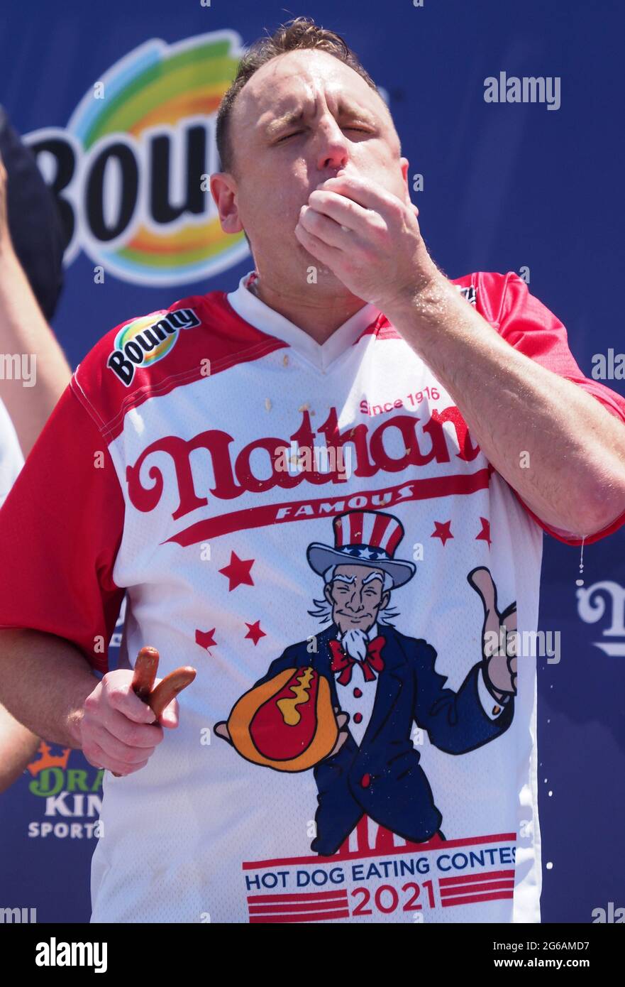 Coney Island, New York, USA. 4th July, 2021. Defending Champion Joey(02)