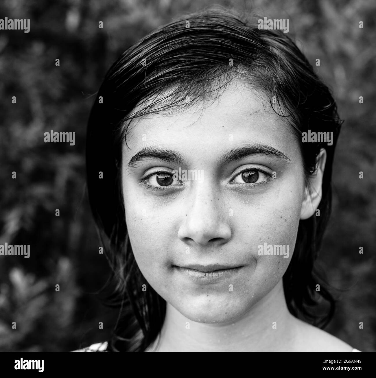 Dark haired attractive female model Black and White Stock Photos ...