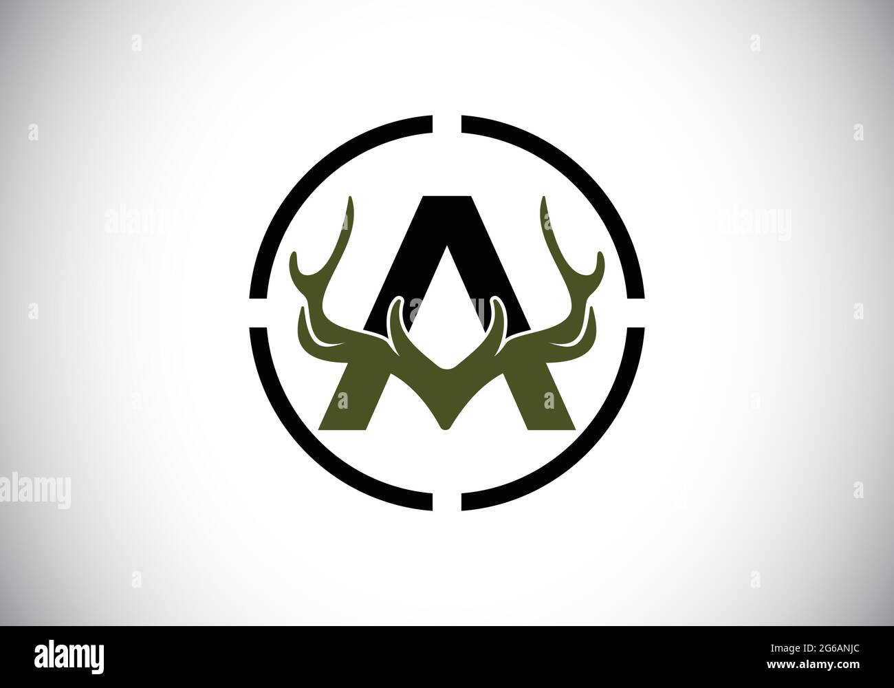 Letter A with deer antlers in target shape, flat style logo design ...