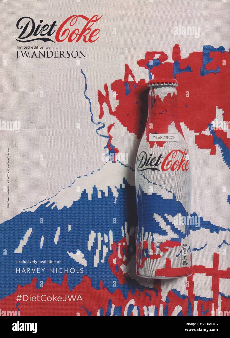 poster advertising Diet Coke in paper magazine from 2015 year, advertisement, creative Coca-Cola advert from 2010s Stock Photo