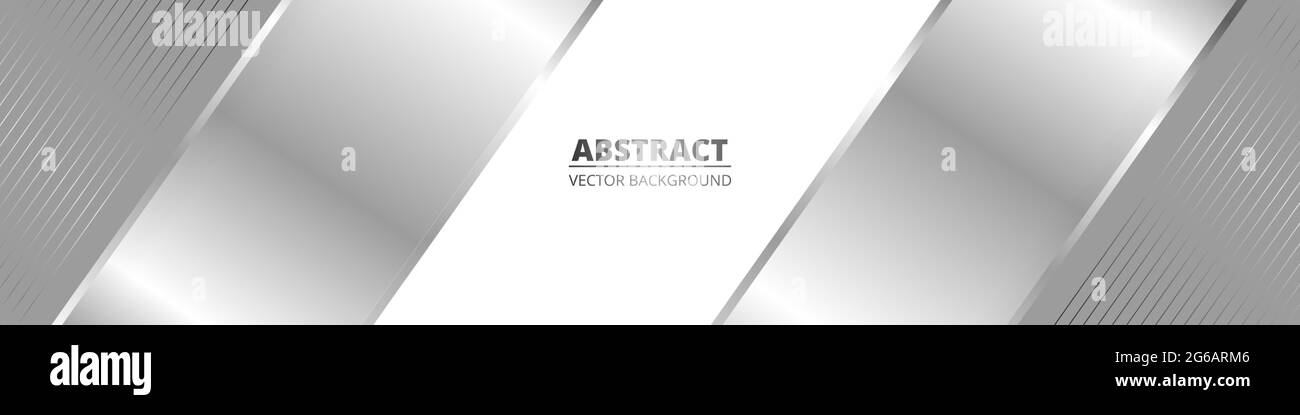 Wide luxury abstract background with silver gradient lines and shadows ...