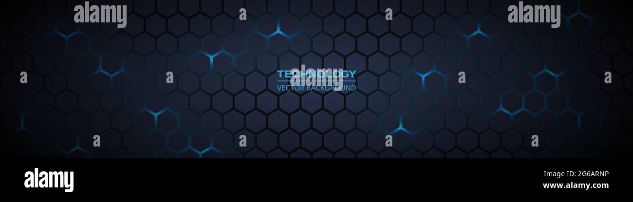 Dark grey and blue horizontal hexagonal technology abstract vector ...