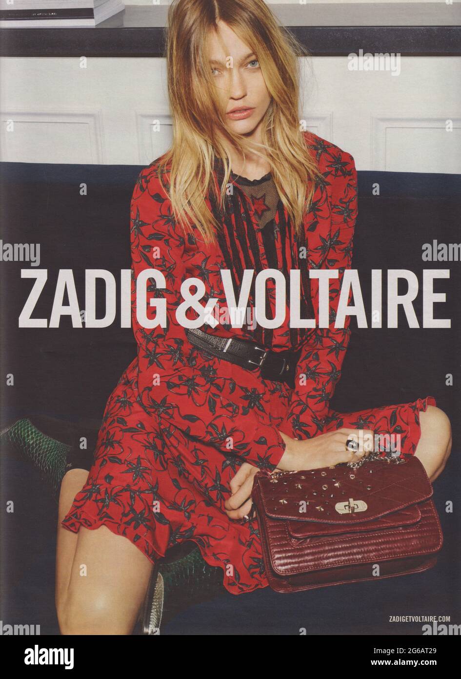 poster advertising Zadig & Voltaire with Sasha Pivovarova in paper magazine  from 2015, advertisement, creative Zadig & Voltaire advert from 2010s Stock  Photo - Alamy