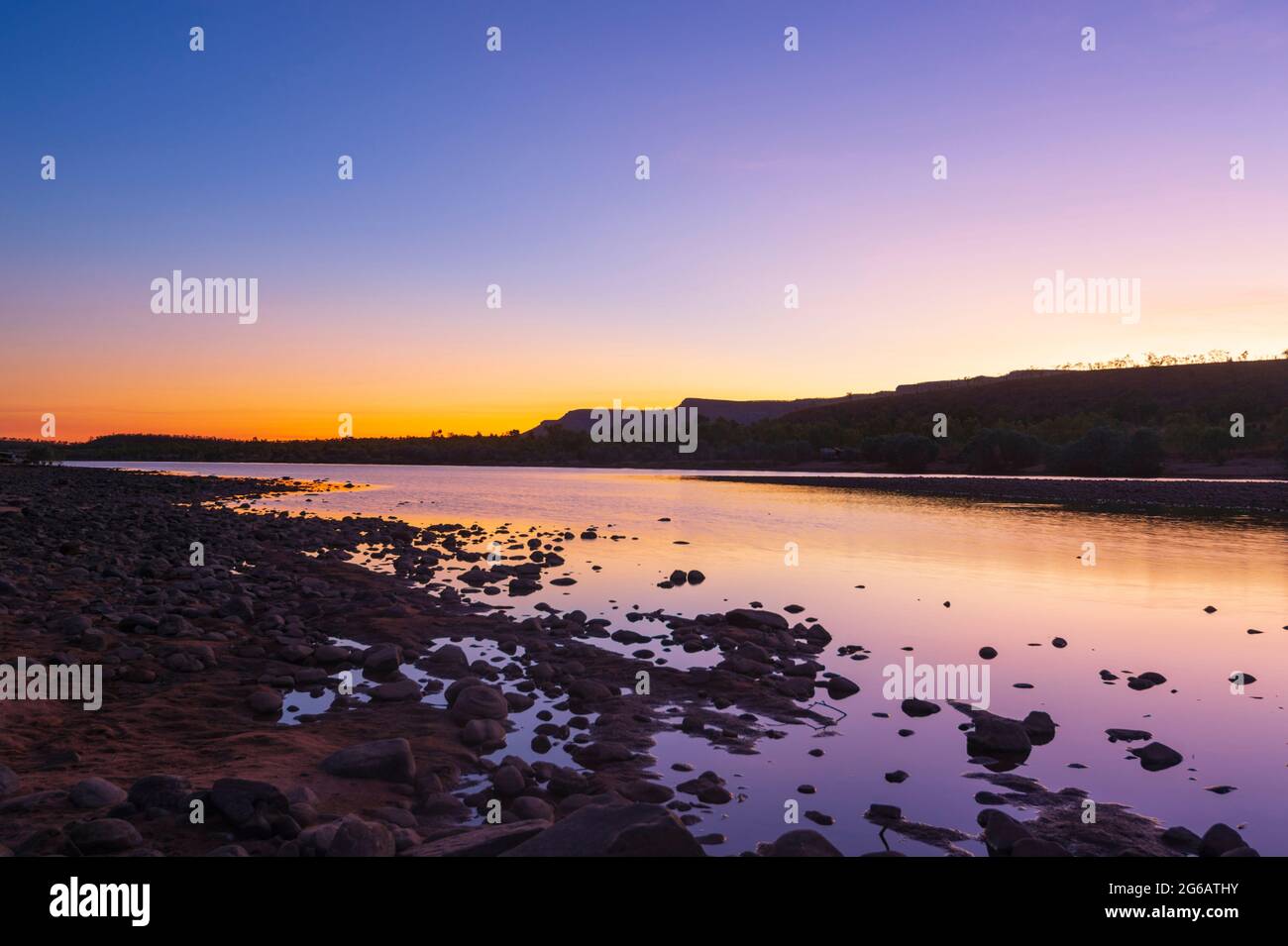Ethereal pink sunrise over the Pentecost River, Gibb River Road, the