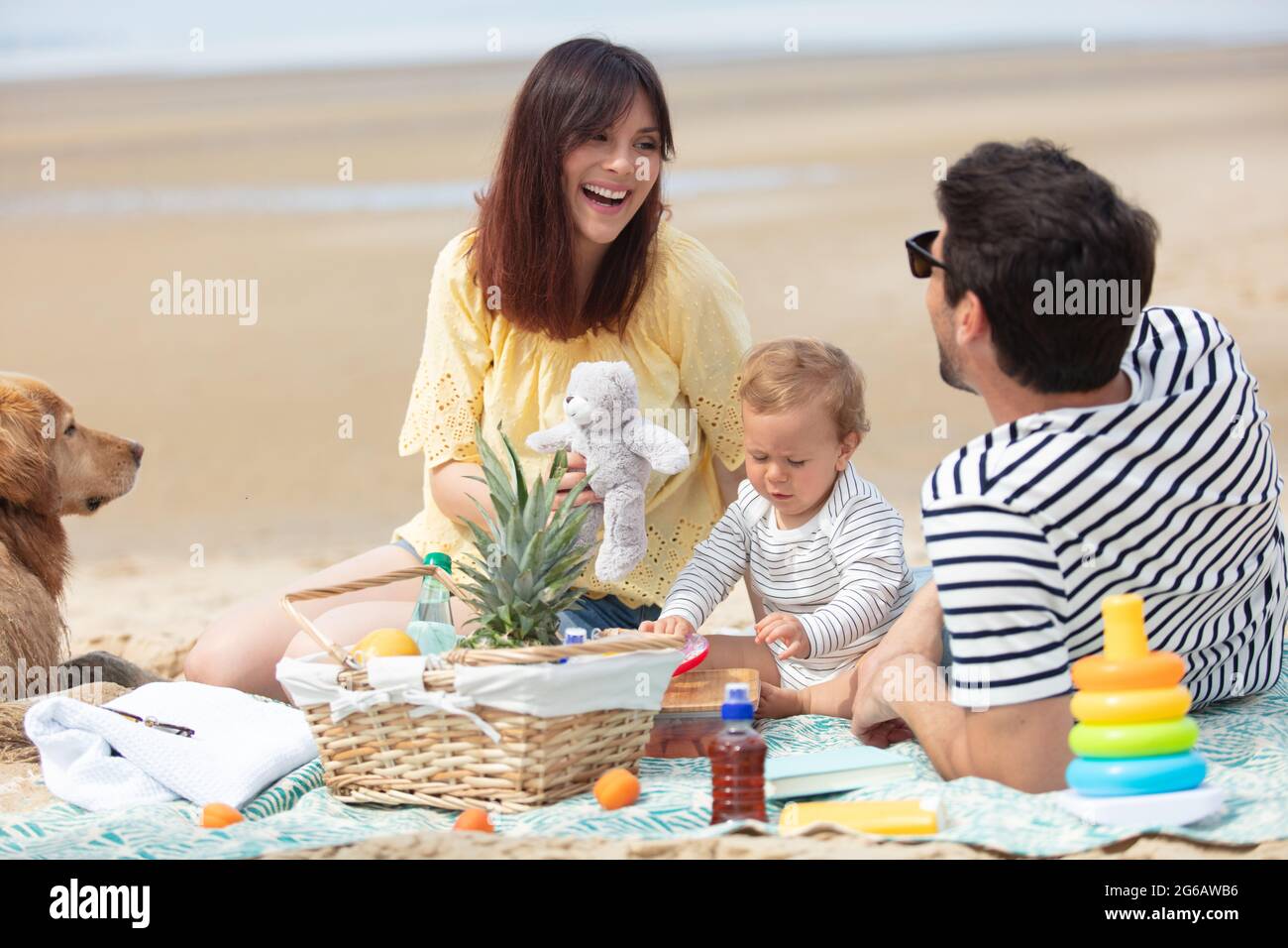 Family having picnic on beach hi-res stock photography and images - Alamy