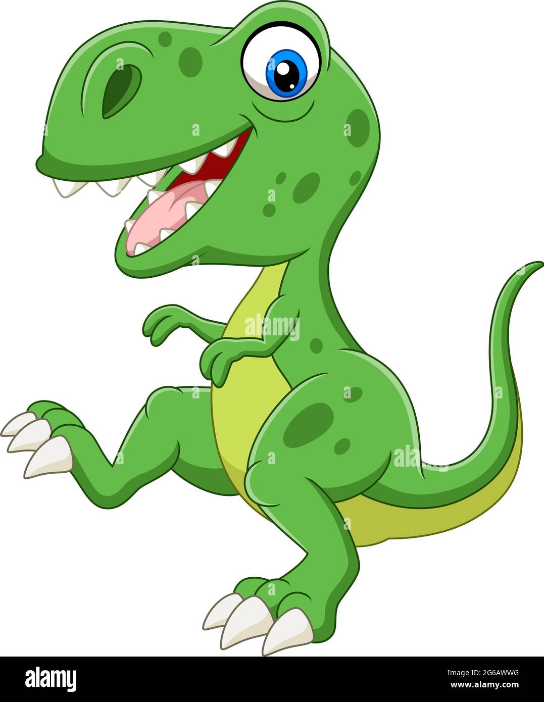 Cartoon green dinosaur on white background Stock Vector