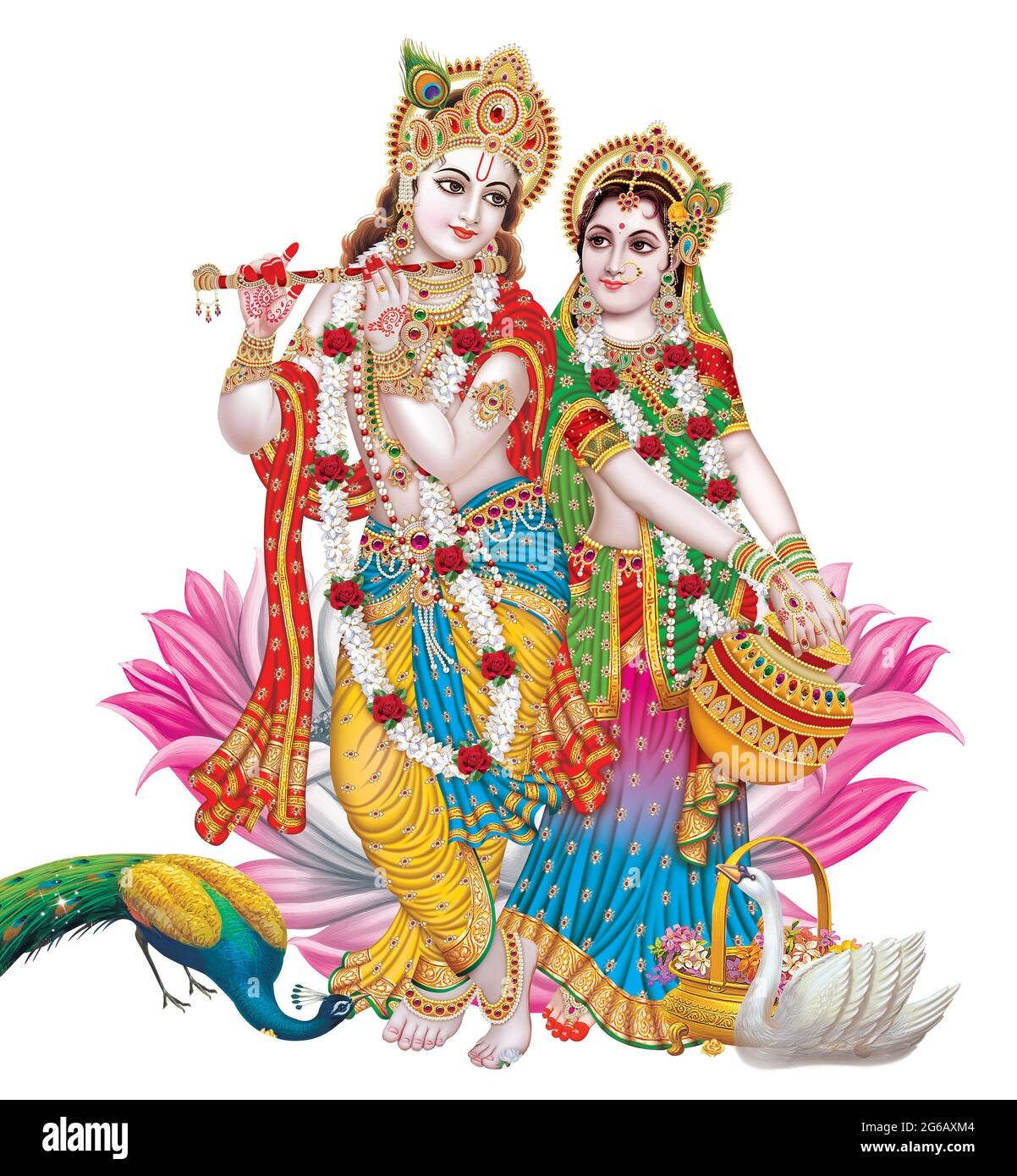 God Radhakrishna, Indian Lord Krishna, Indian Mythological Image of Radhakrishna Stock Photo