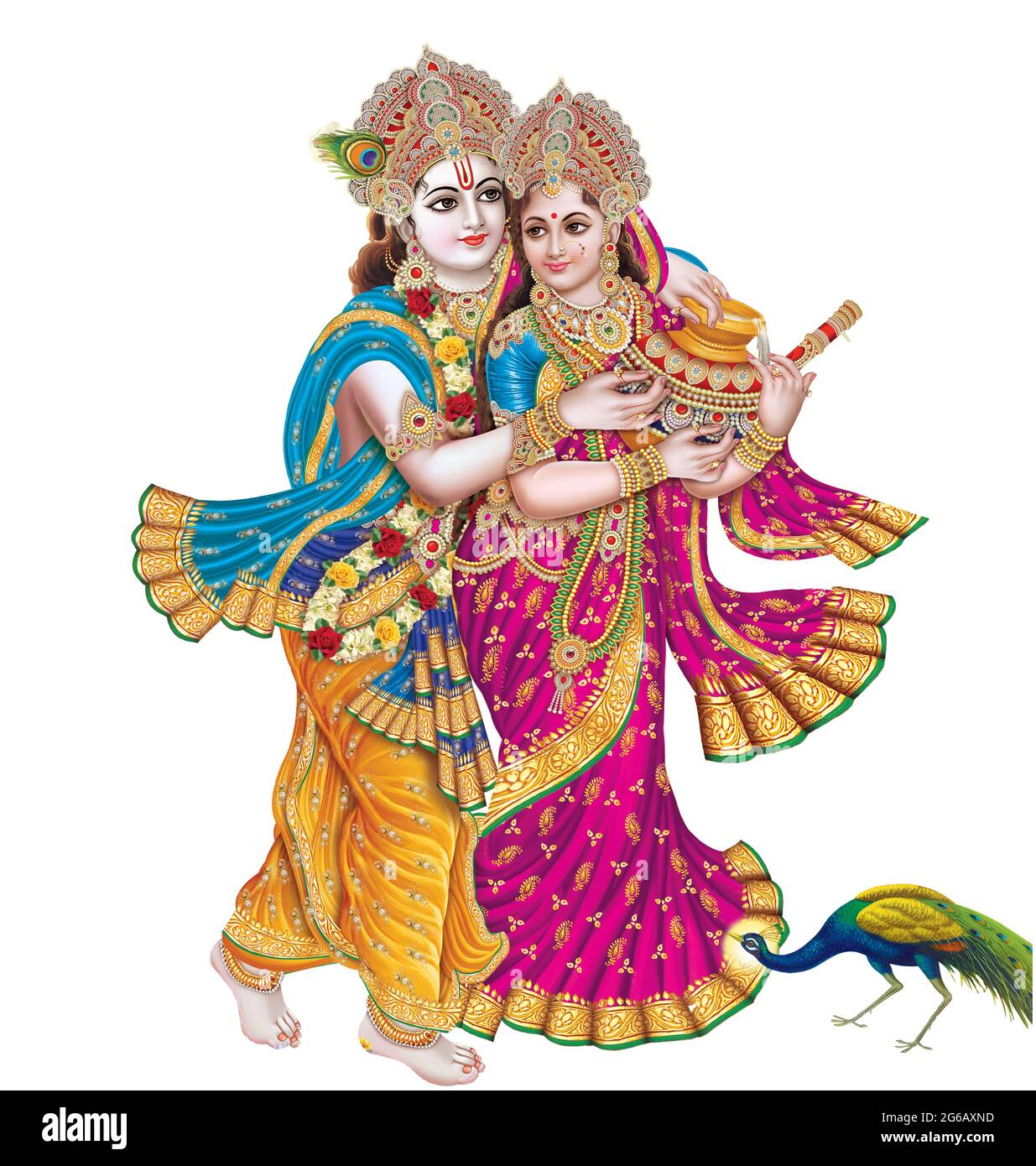 God Radhakrishna, Indian Lord Krishna, Indian Mythological Image of Radhakrishna Stock Photo