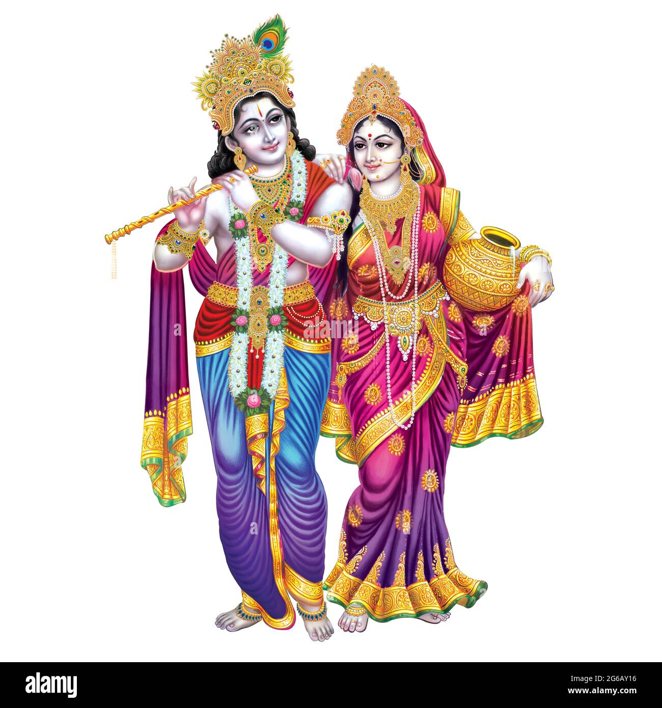 God Radhakrishna, Indian Lord Krishna, Indian Mythological Image of Radhakrishna Stock Photo