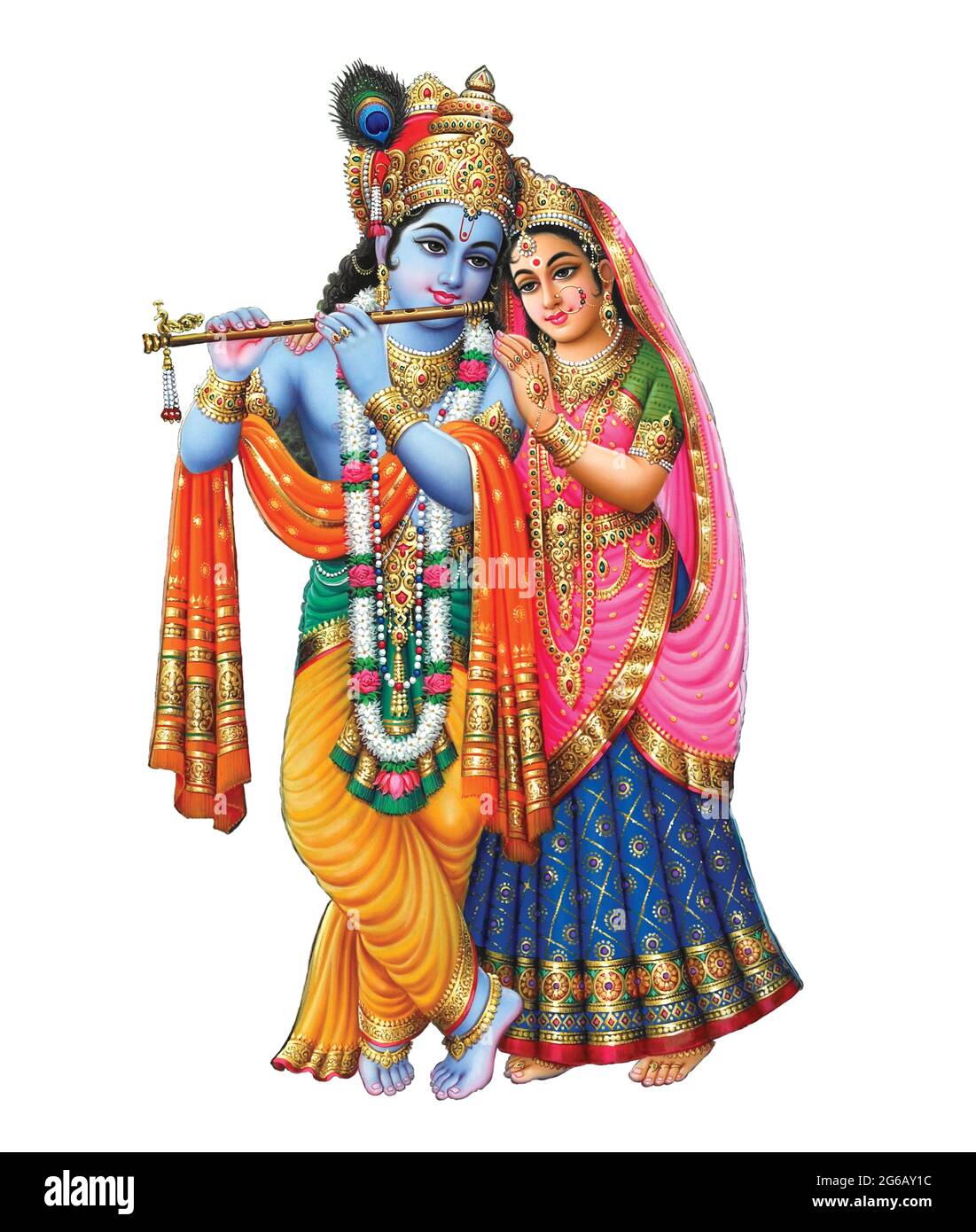 God Radhakrishna, Indian Lord Krishna, Indian Mythological Image of Radhakrishna Stock Photo