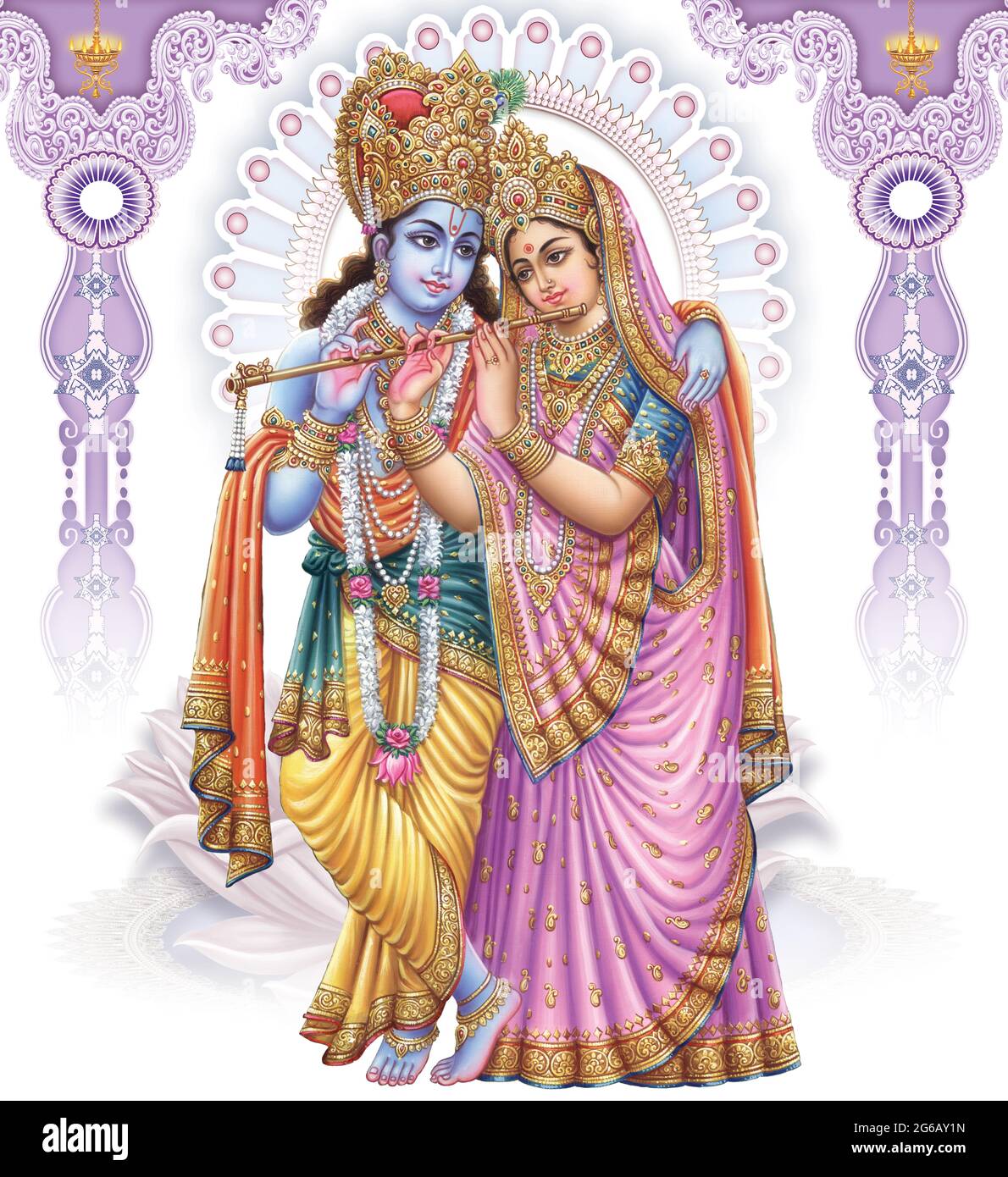 God Radhakrishna, Indian Lord Krishna, Indian Mythological Image of Radhakrishna Stock Photo