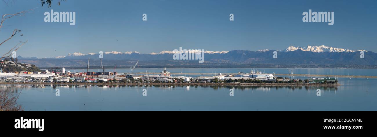 Panorama of Port Nelson, New Zealand Stock Photo