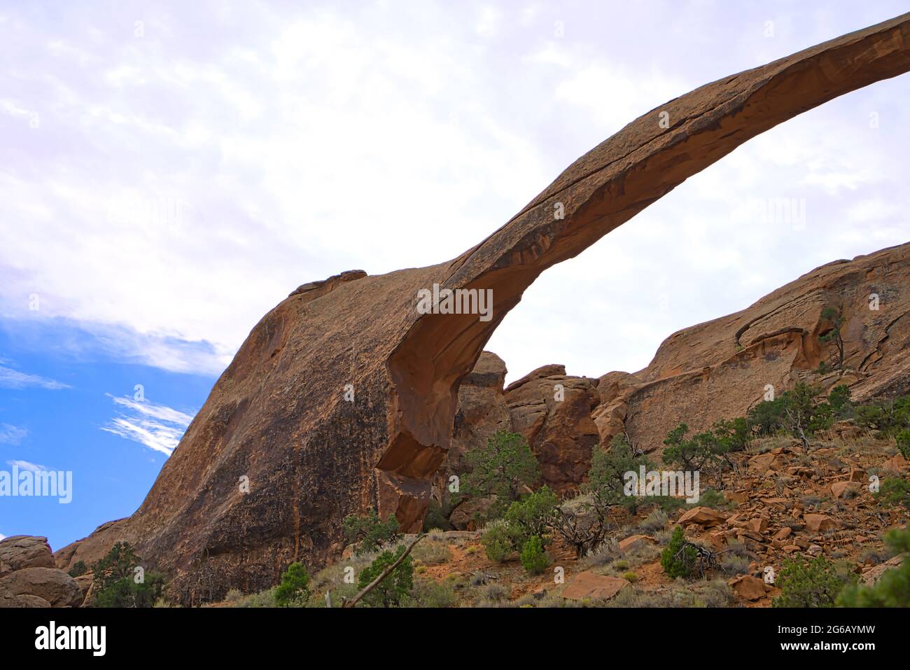 More than 2,000 natural sandstone arches are located in Arches National Park.  The highest density of natural arches in the world. Utah, USA. 2017. Stock Photo