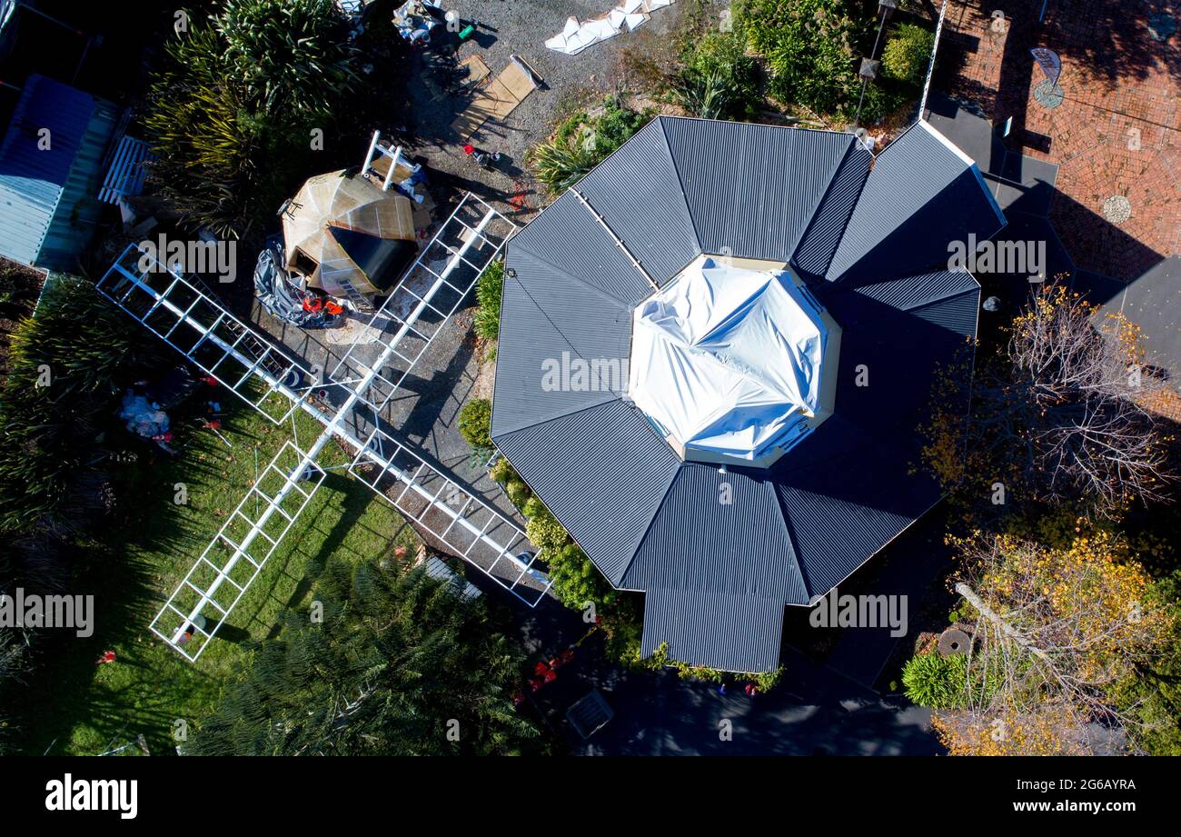 Picture by Tim Cuff 21 May 2021 - Founders Park windmill, deconstructed, Nelson, New Zealand Stock Photo
