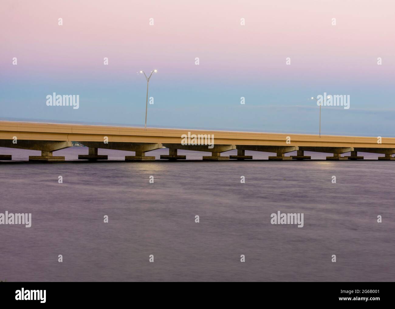 Cape Coral Parkway bridge at twilight long exposure Stock Photo