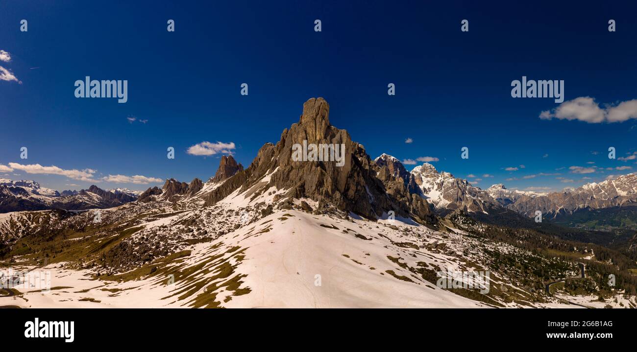 Sharp peaks of  La Gusela, Nuvolau gruppe, South Tirol, dolomites mountains, Passo Giau, Dolomites, Italy Stock Photo