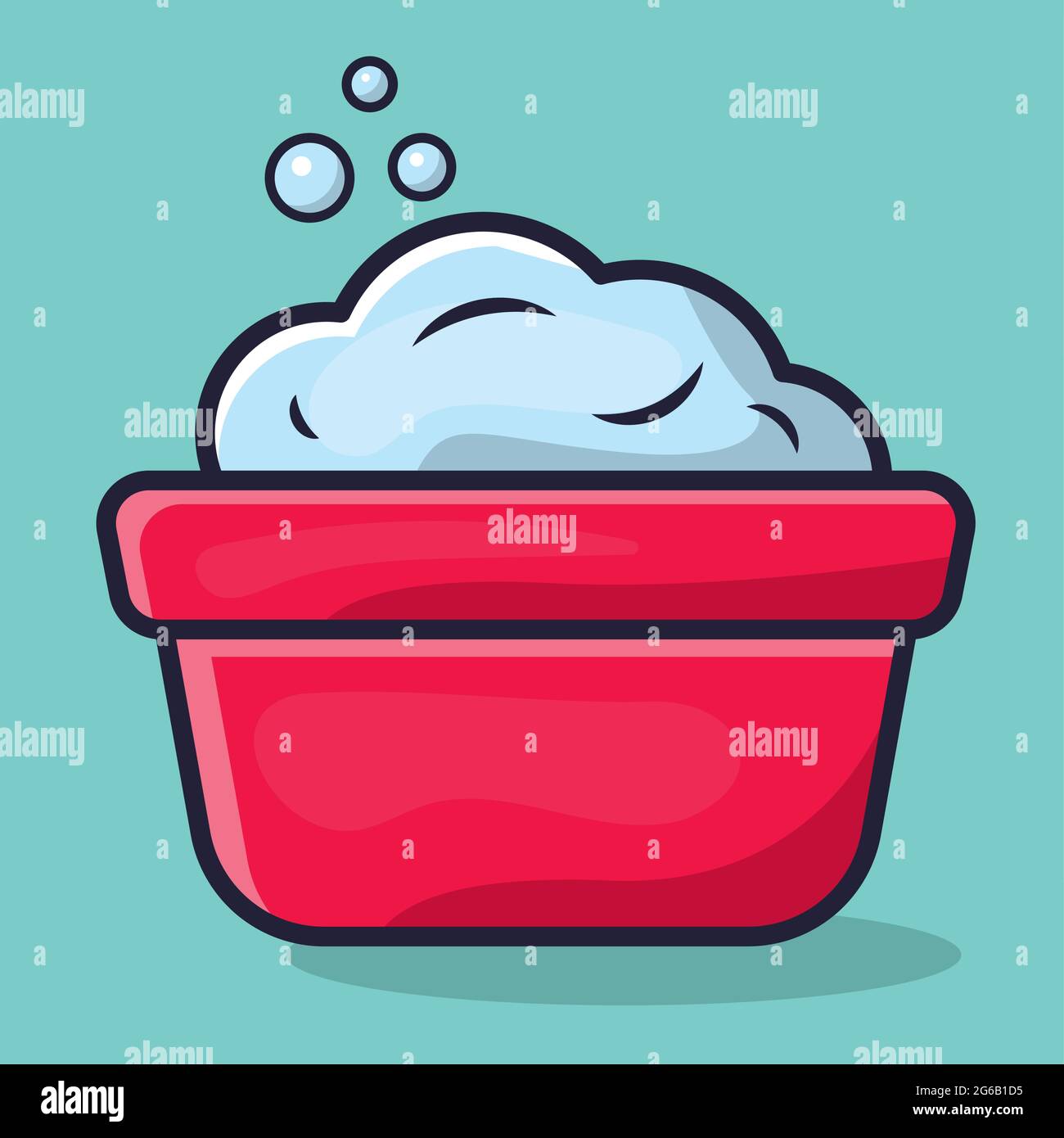 washbowl with foam bubbles vector illustration in flat style Stock Vector